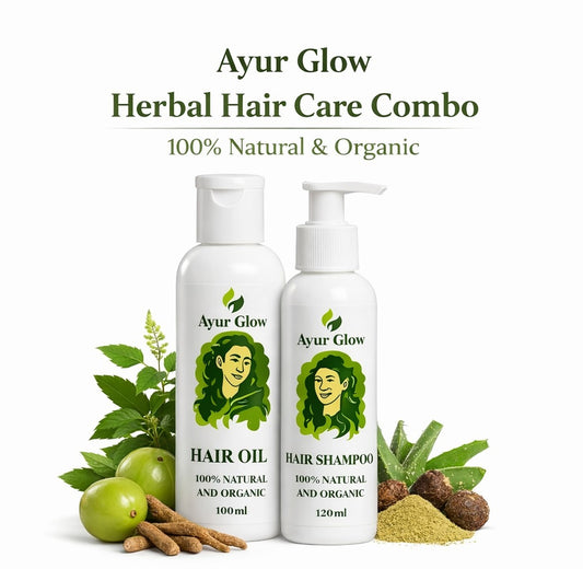 Ayur Glow Herbal Hair Shampoo and Oil | 100% Natural Ayurvedic Formula