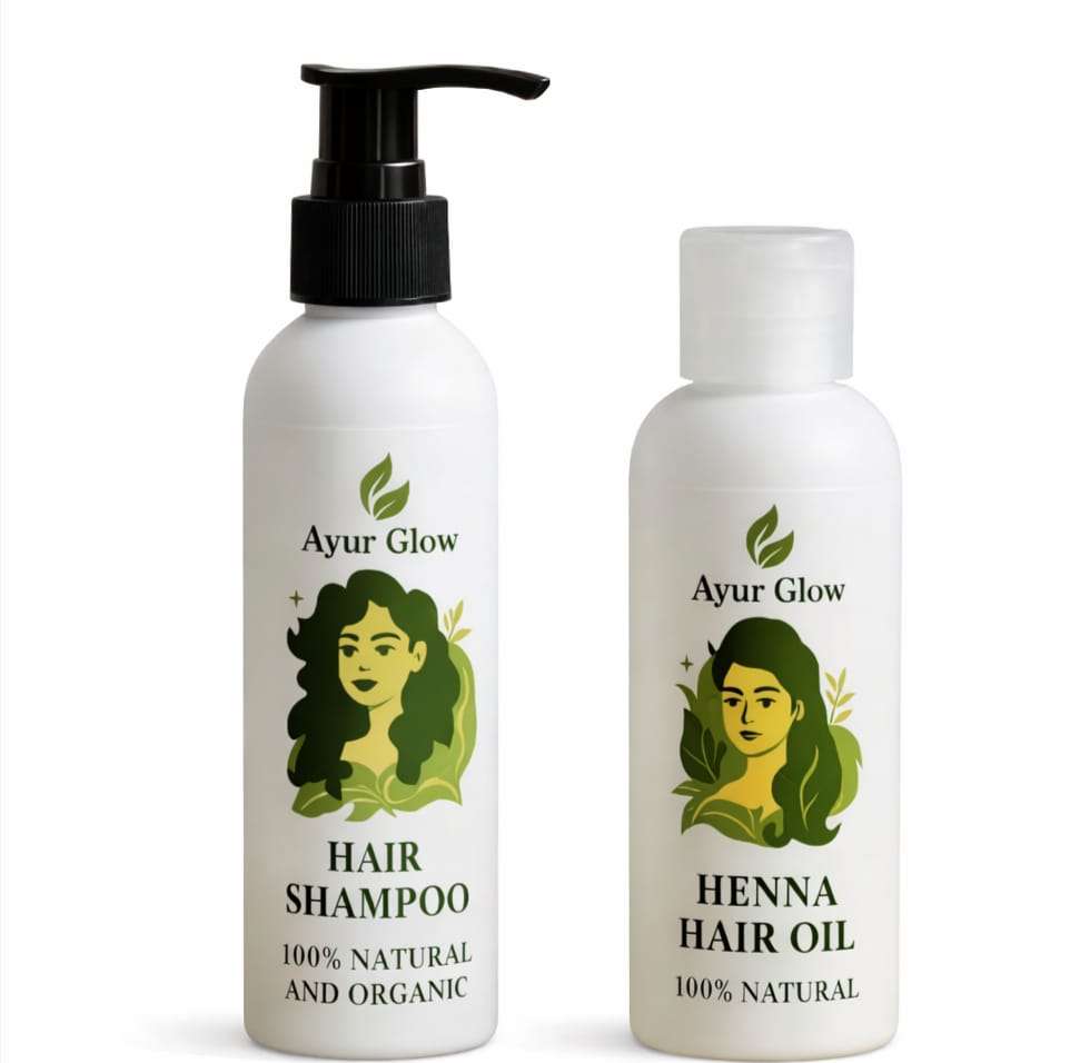 Ayur Glow Herbal Hair Shampoo and Oil | 100% Natural Ayurvedic Formula